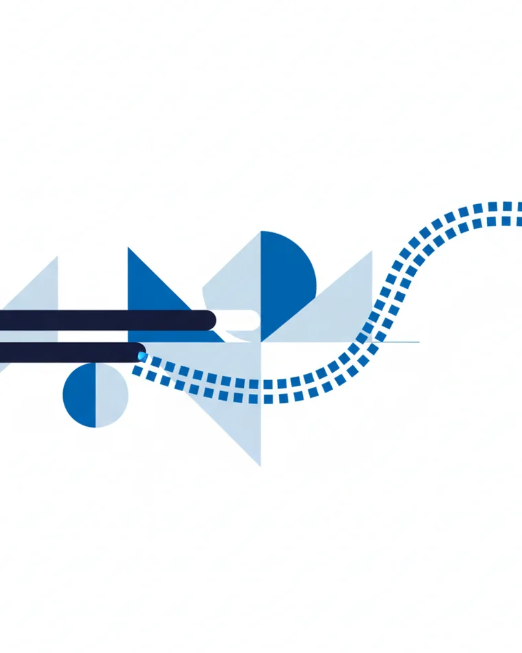 Abstract illustration: a line forking into a solid branch and a dotted one